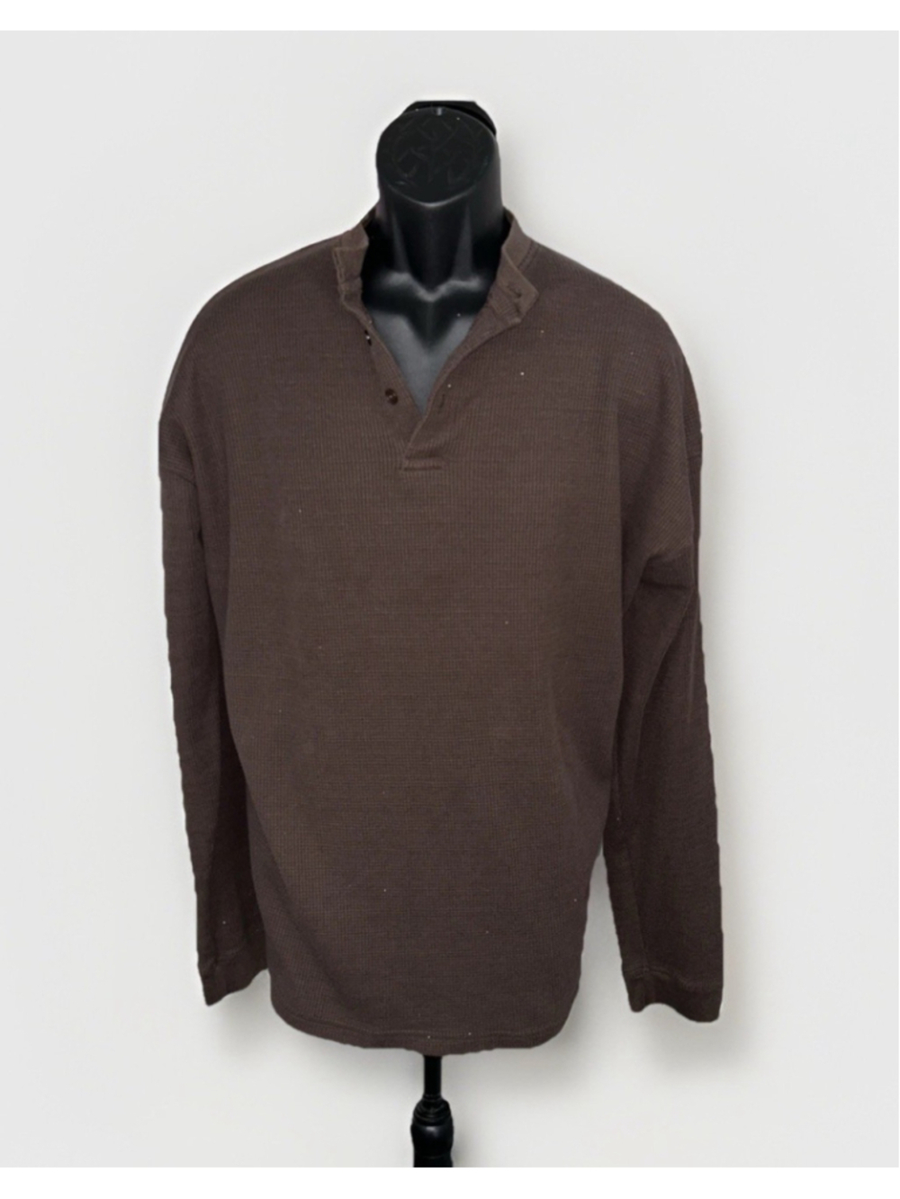 212 NYC Men’s 4x Brown Waffle Knit Long Sleeve Shirt